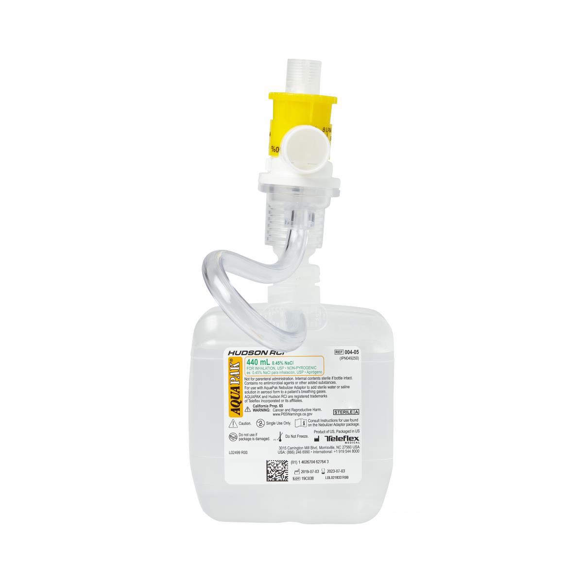 Aquapak Sterile Water with 028 Adaptor 440 mL Case of 10 