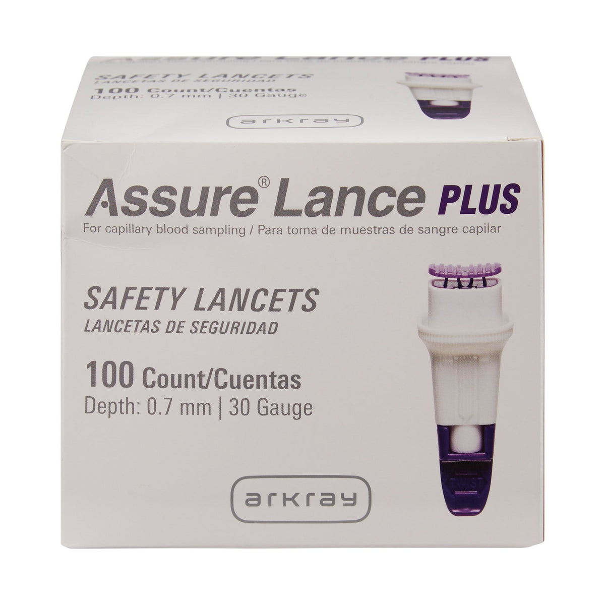Assure® Lance Plus Safety Lancet 25 Gauge Case of 100 