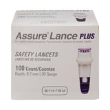 Assure® Lance Plus Safety Lancet 25 Gauge Case of 100 