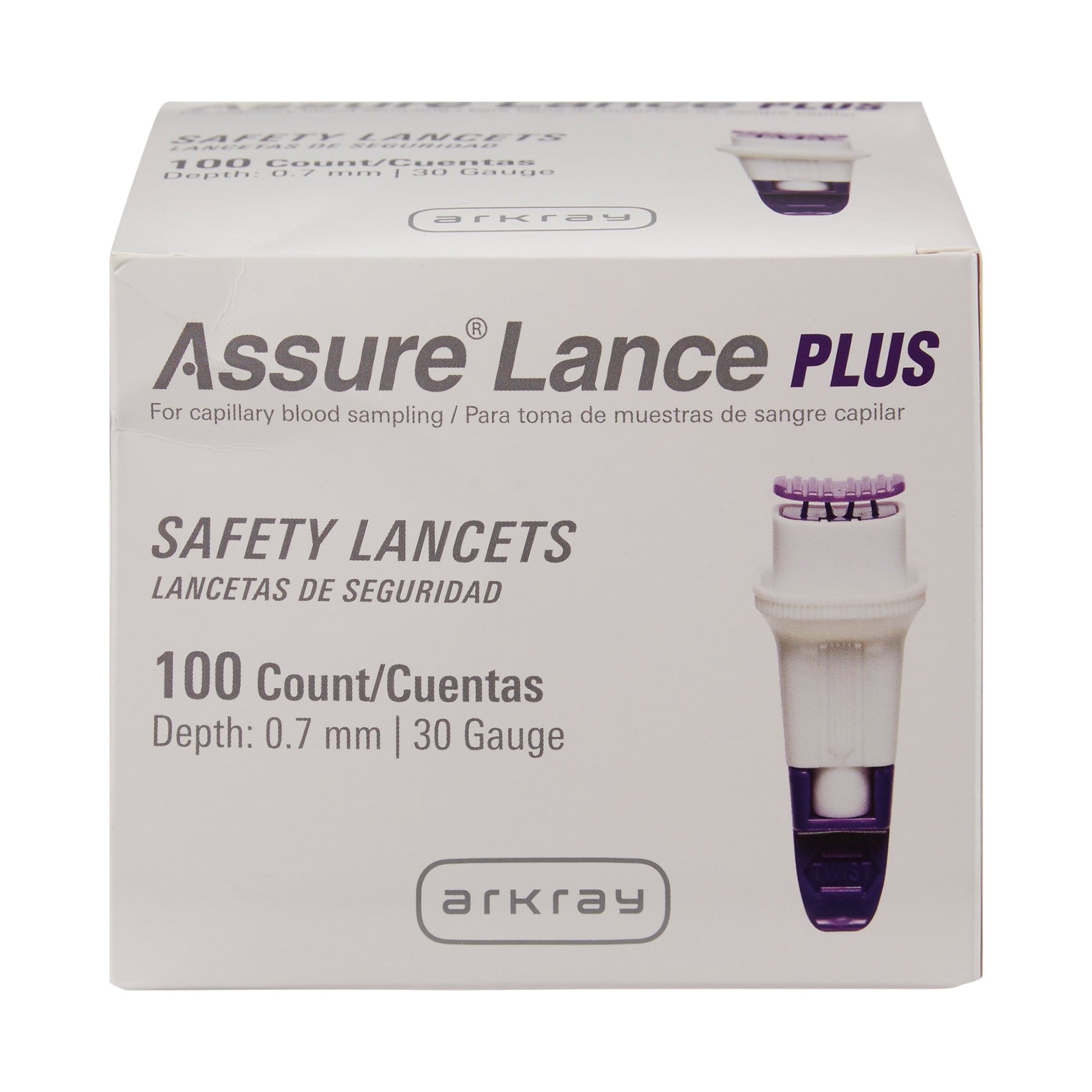 Assure® Lance Plus Safety Lancet 25 Gauge Case of 100 
