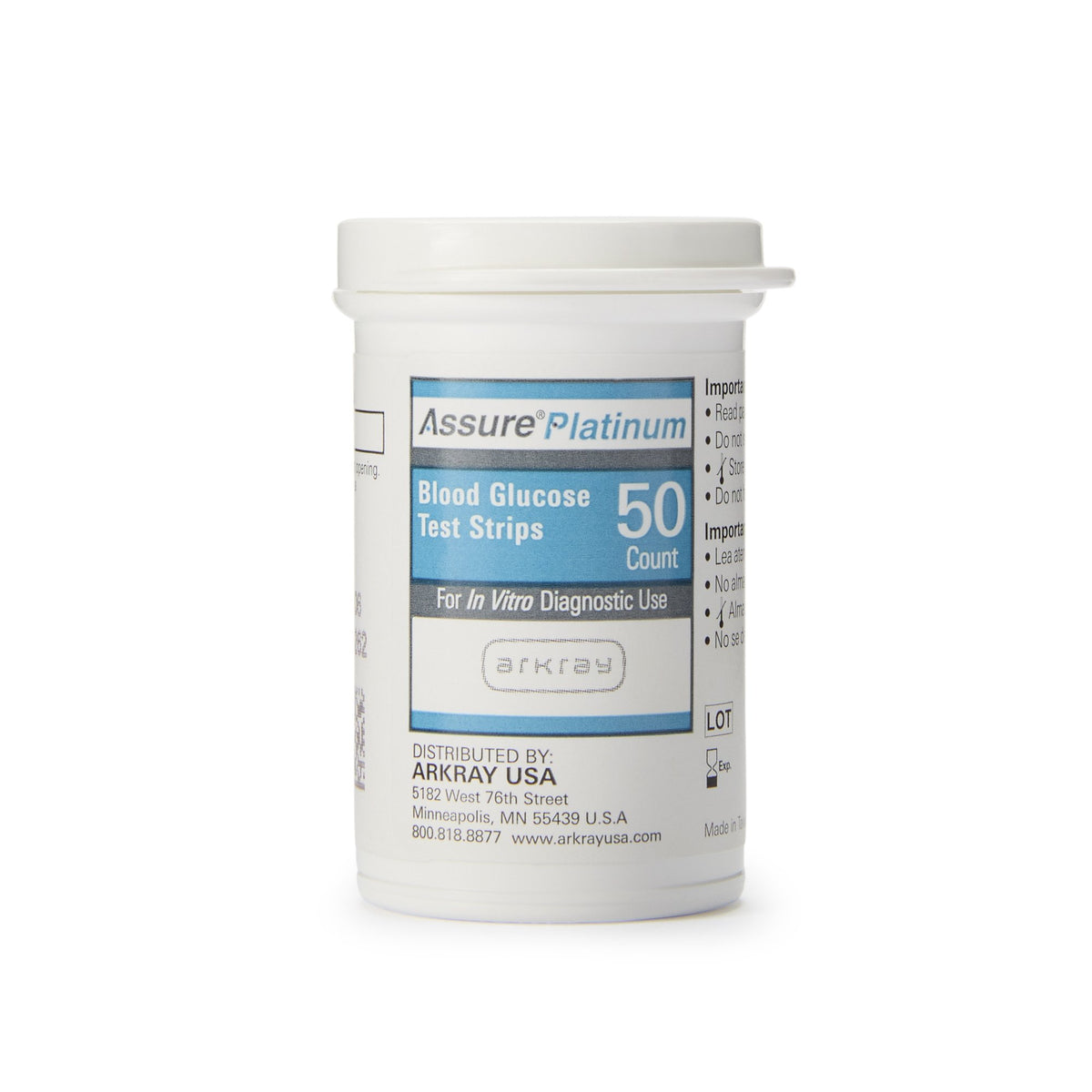 Assure® Platinum Blood Glucose Test Strips Case of 50 