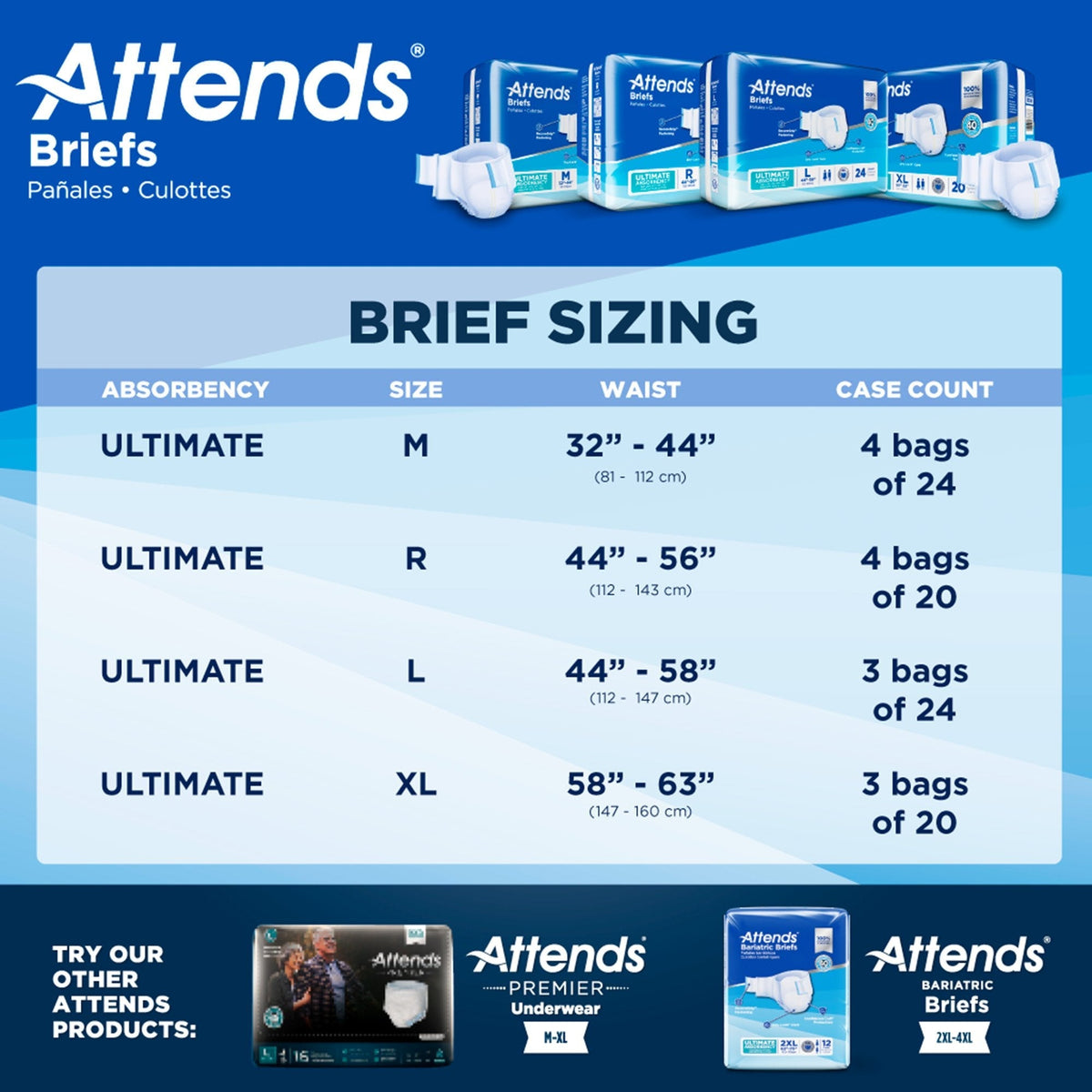 Attends® Advanced Unisex Adult Incontinence Briefs M | 32-44 in Bag of 24 