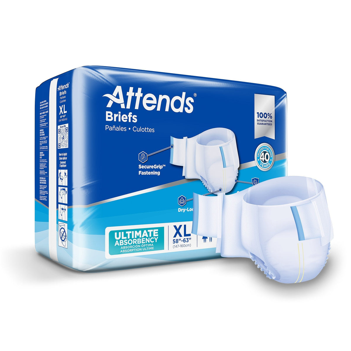 Attends® Advanced Unisex Adult Incontinence Briefs M | 32-44 in Bag of 24 