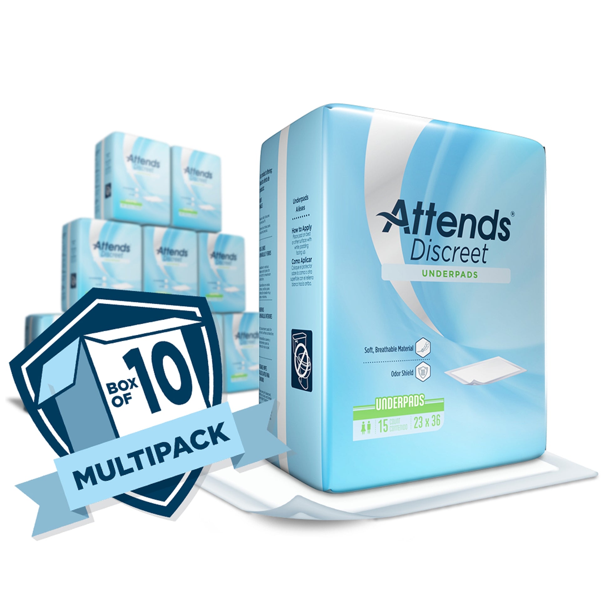 Attends® Discreet Underpads 23 x 36 Inch Bag of 15 