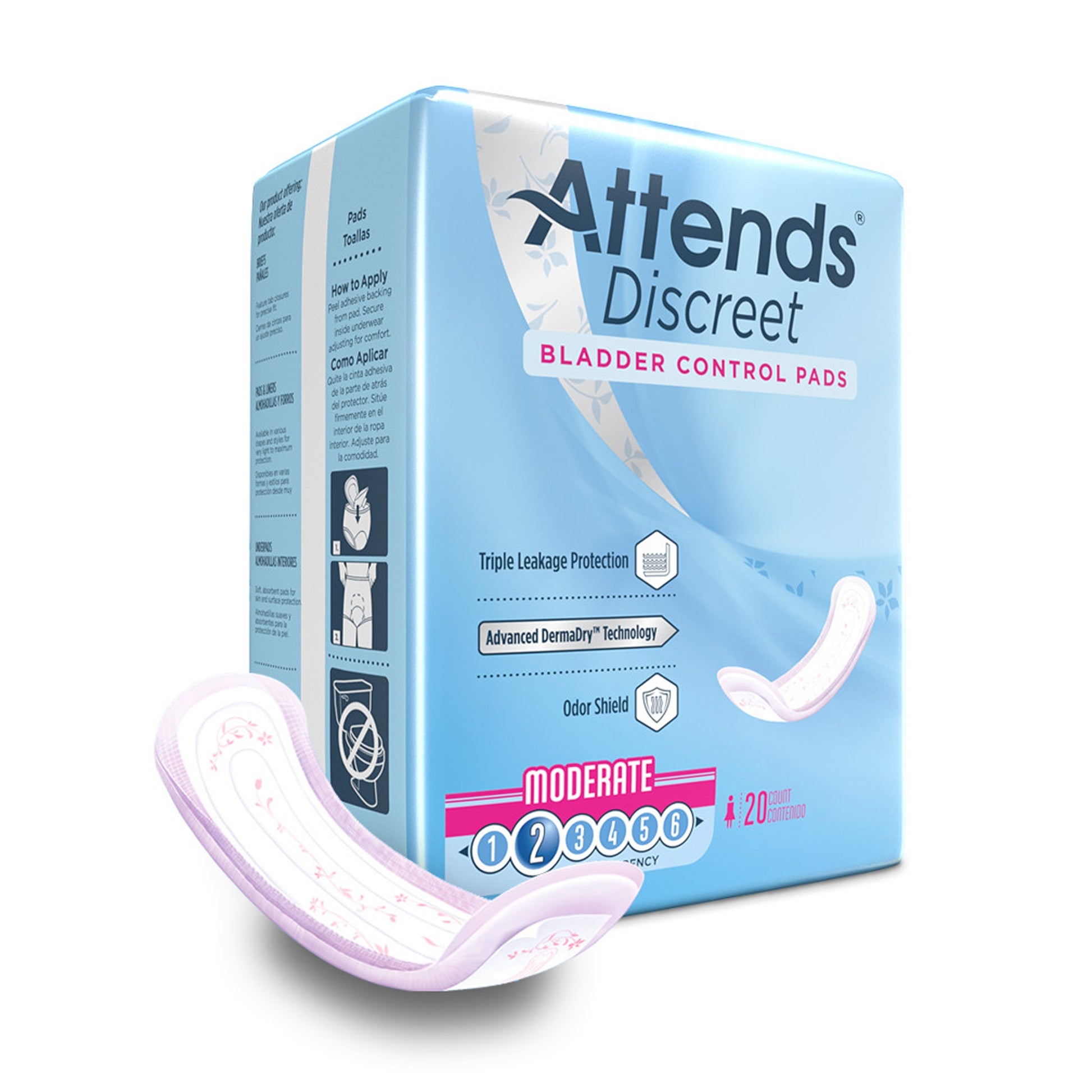 Attends® Discreet Women's Bladder Control Pads 6" Bag of 28 