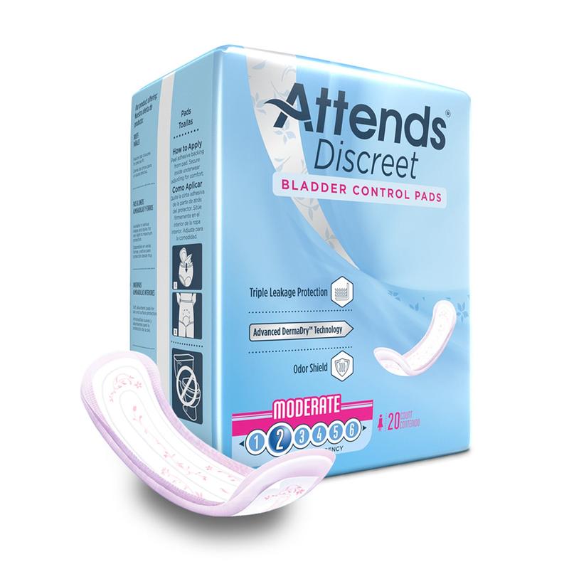 Attends® Discreet Women's Bladder Control Pads 6" Bag of 28 