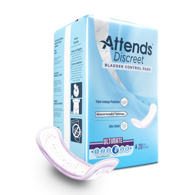 Attends® Discreet Women's Bladder Control Pads 6" Bag of 28 