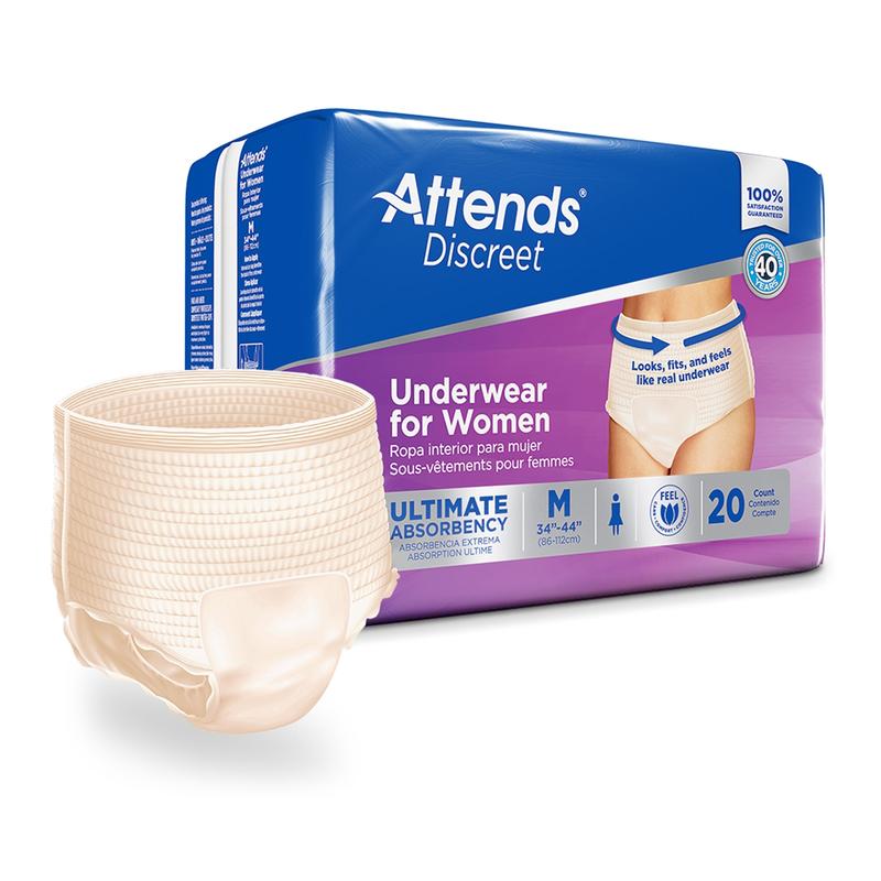 Attends® Discreet Women's Underwear M Bag of 20 