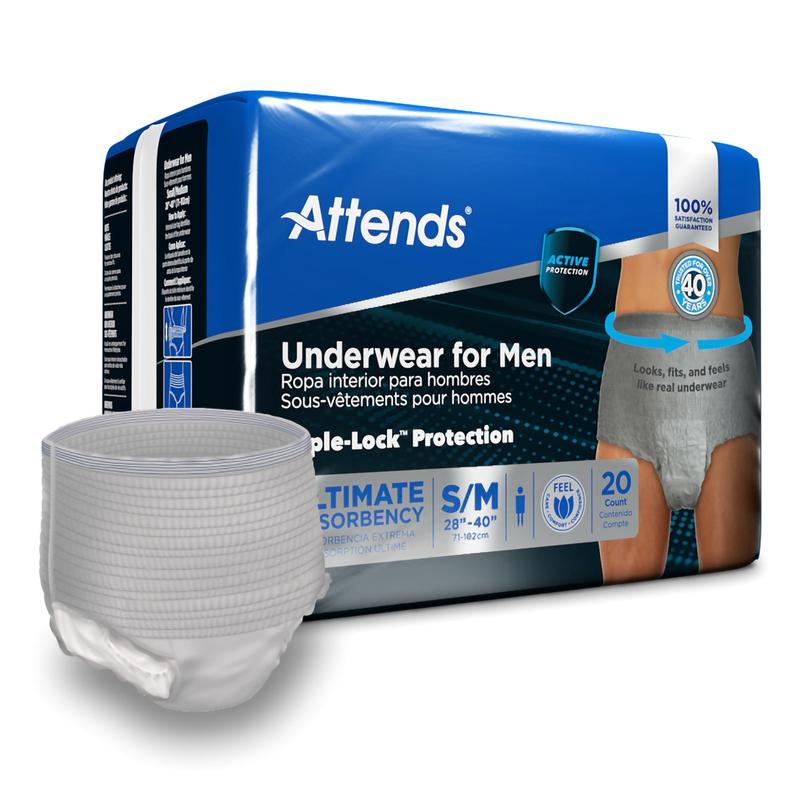 Attends® Men's Underwear S/M Bag of 20 