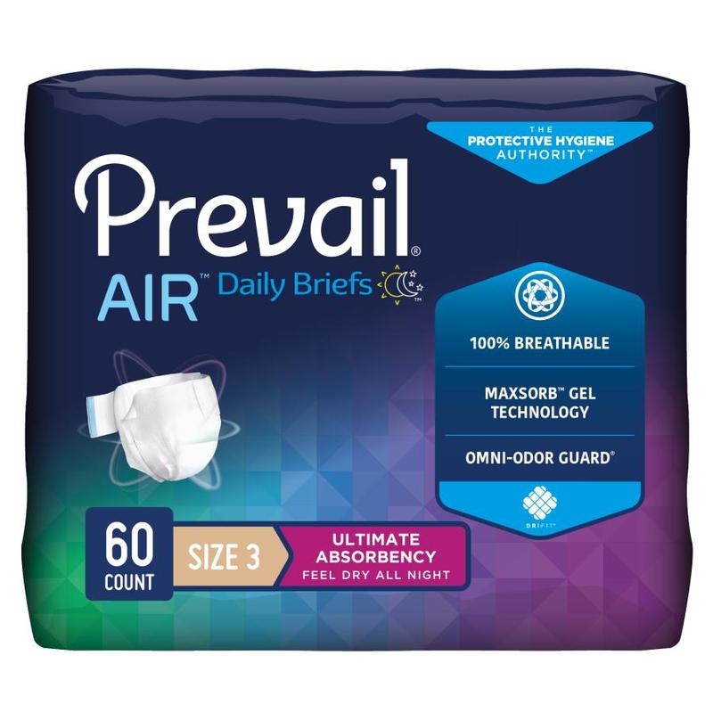 Prevail Air Plus Daily Briefs Size 3 / X-Large Case of 60 