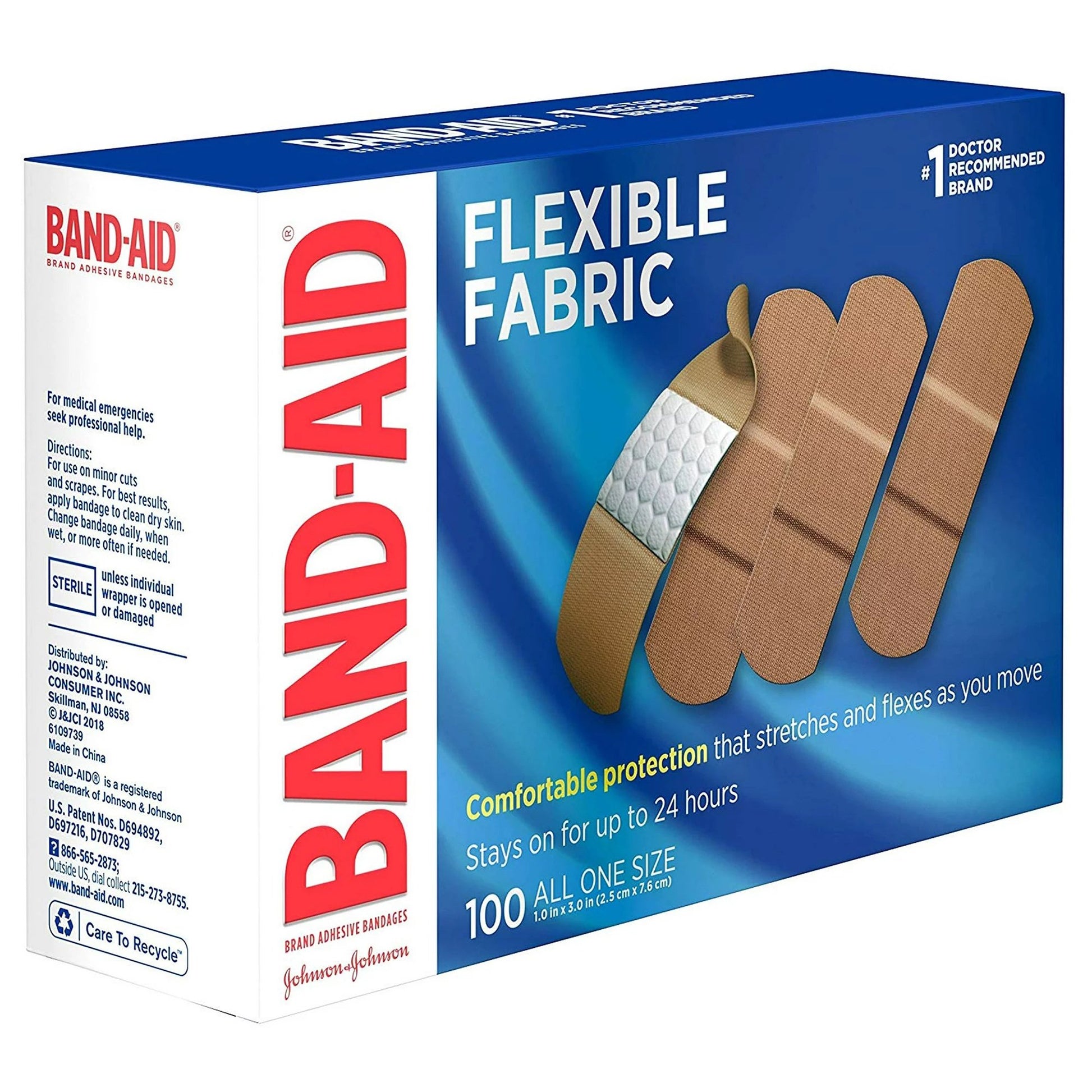 Band-Aid® Flexible Fabric Tan Adhesive Strip Tan 1" x 3" 1 Each