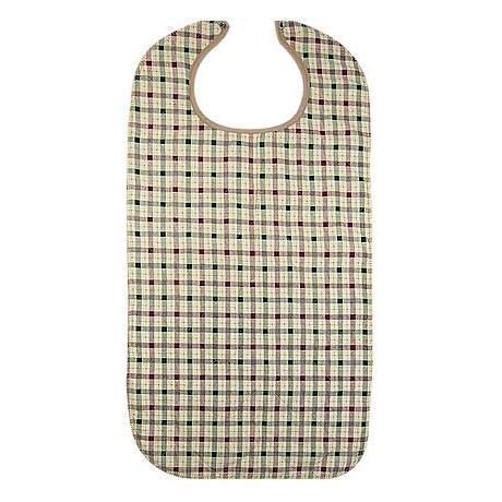 Beck's Classic Quilted Adult Bib Beige Plaid Case of 12 