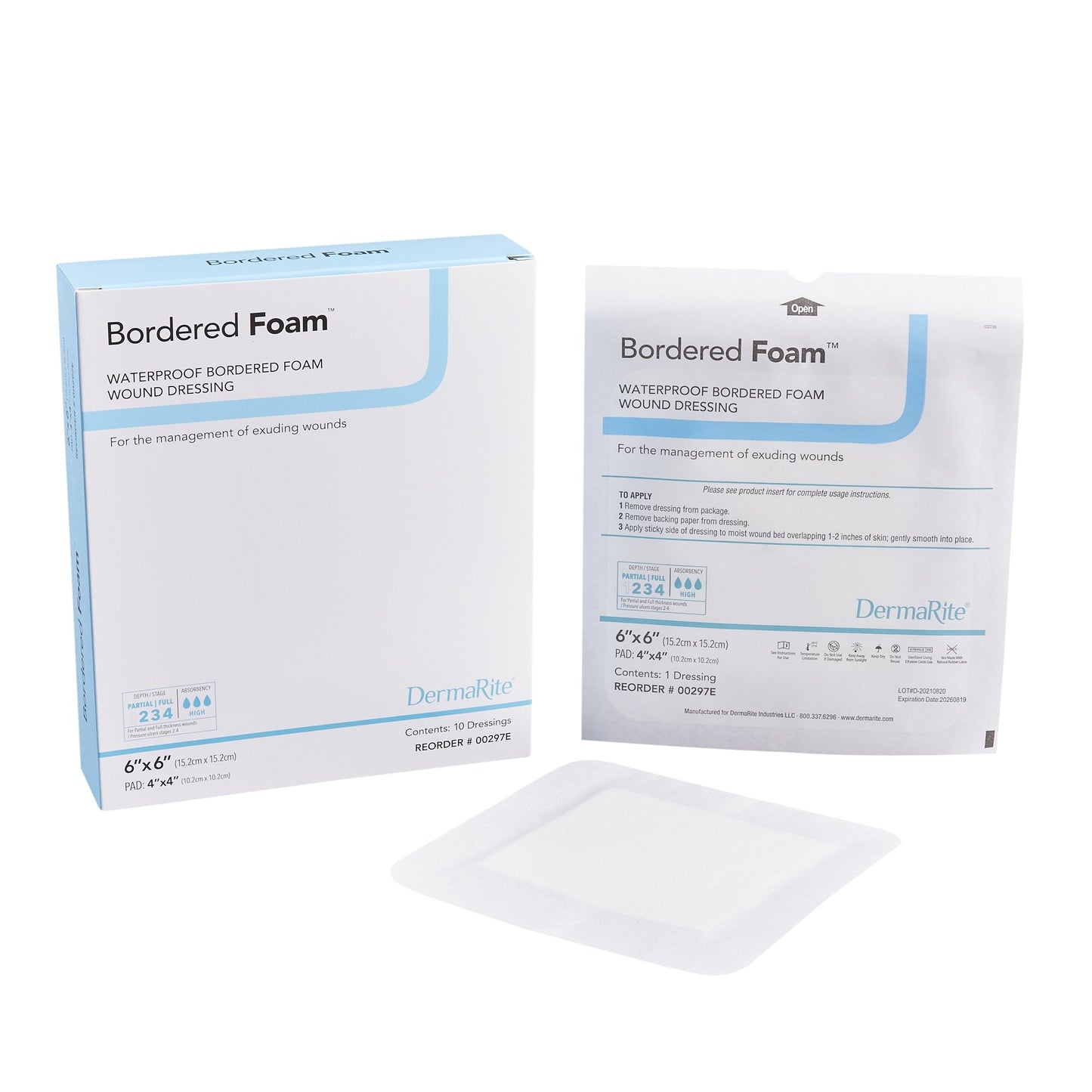 BorderedFoam® Adhesive with Border Foam Dressing 6" x 6" 1 Each 