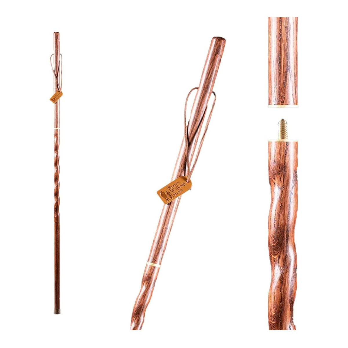 Brazos™ Twisted Oak Handcrafted Walking Stick Traditional Brown Oak 37"