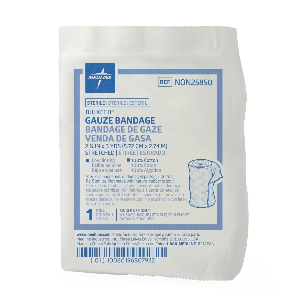 Bulkee II Sterile Cotton Gauze Bandages 2.25" x 3 Yards Each 