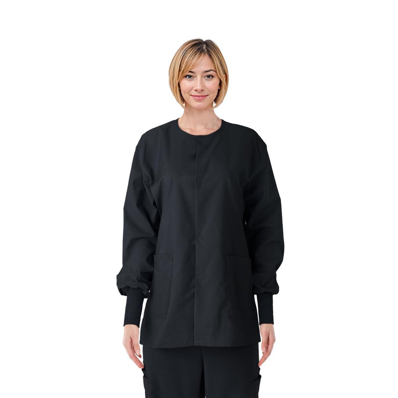 ComfortEase Unisex Crew-Neck Warm-Up Jackets Black 2XS 