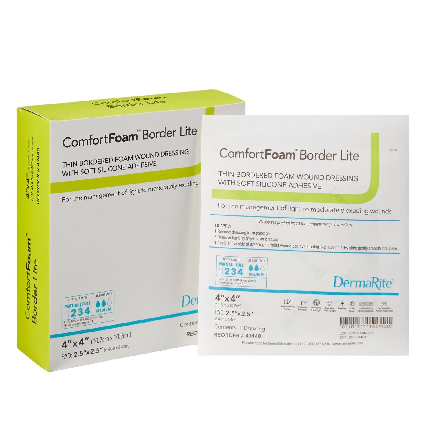 ComfortFoam™ Border Lite - Thin Bordered Foam Wound Dressing with Soft Silicone Adhesive 2" x 2" 1 Each 