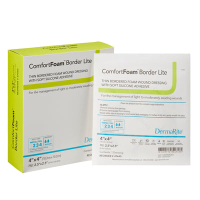 ComfortFoam™ Border Lite - Thin Bordered Foam Wound Dressing with Soft Silicone Adhesive 2" x 2" 1 Each 