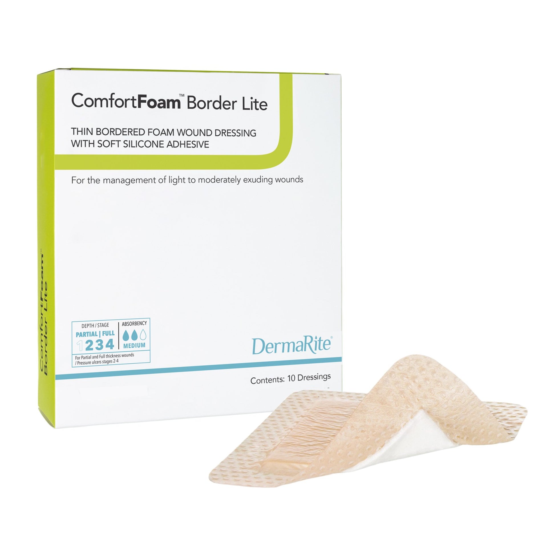 ComfortFoam™ Border Lite - Thin Bordered Foam Wound Dressing with Soft Silicone Adhesive 2" x 2" 1 Each 