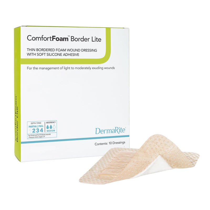 ComfortFoam™ Border Lite - Thin Bordered Foam Wound Dressing with Soft Silicone Adhesive 2" x 2" 1 Each 