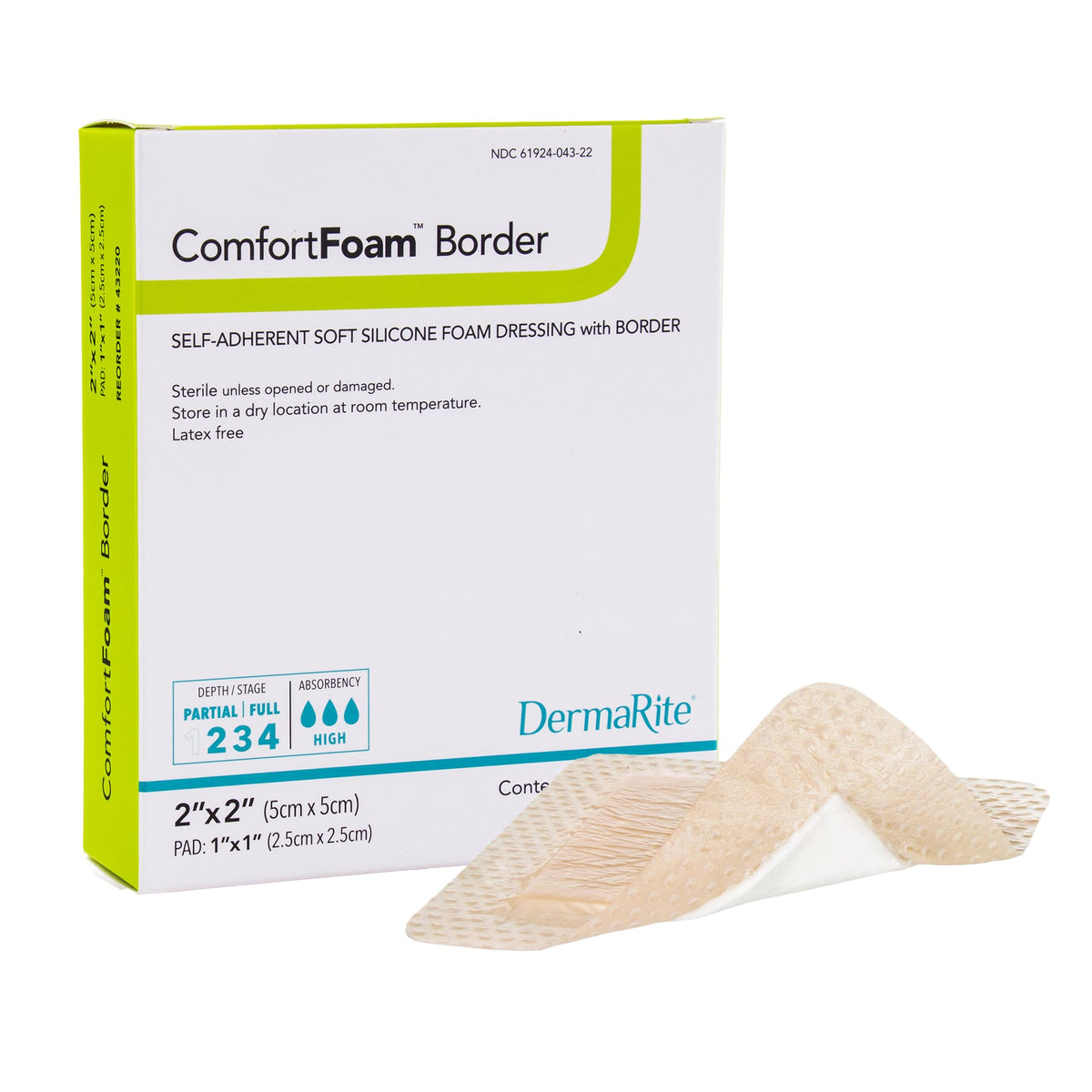 ComfortFoam™ Border - Self-Adherent Soft Silicone Foam Dressing with Border 2" x 2" 1 Each 