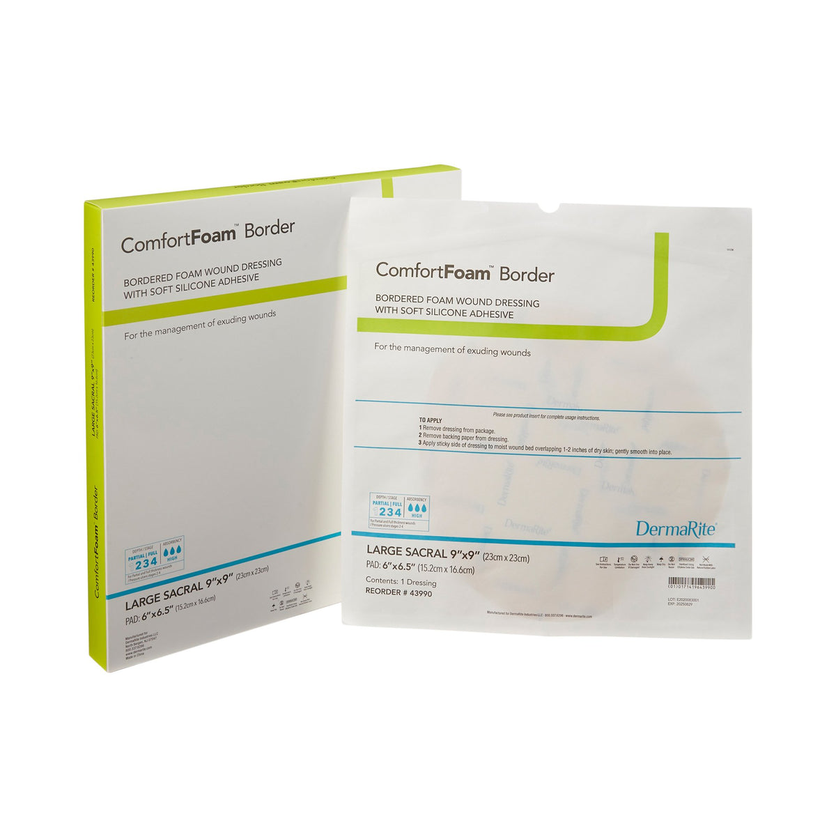 ComfortFoam™ Border - Self-Adherent Soft Silicone Foam Dressing with Border 2" x 2" 1 Each 