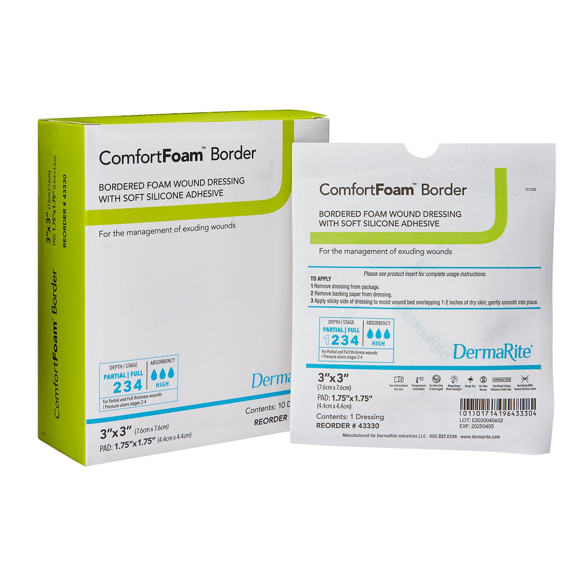 ComfortFoam™ Border - Self-Adherent Soft Silicone Foam Dressing with Border 2" x 2" 1 Each 