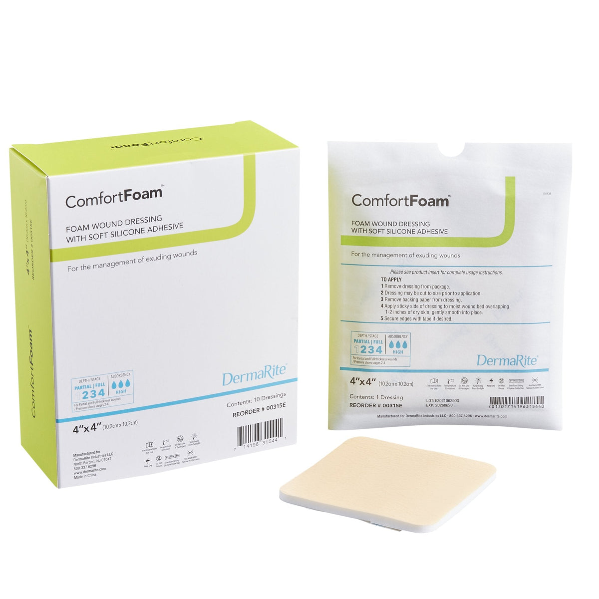 ComfortFoam™ - Self Adherent Soft Silicone Foam Dressing 3" x 3" 1 Each 