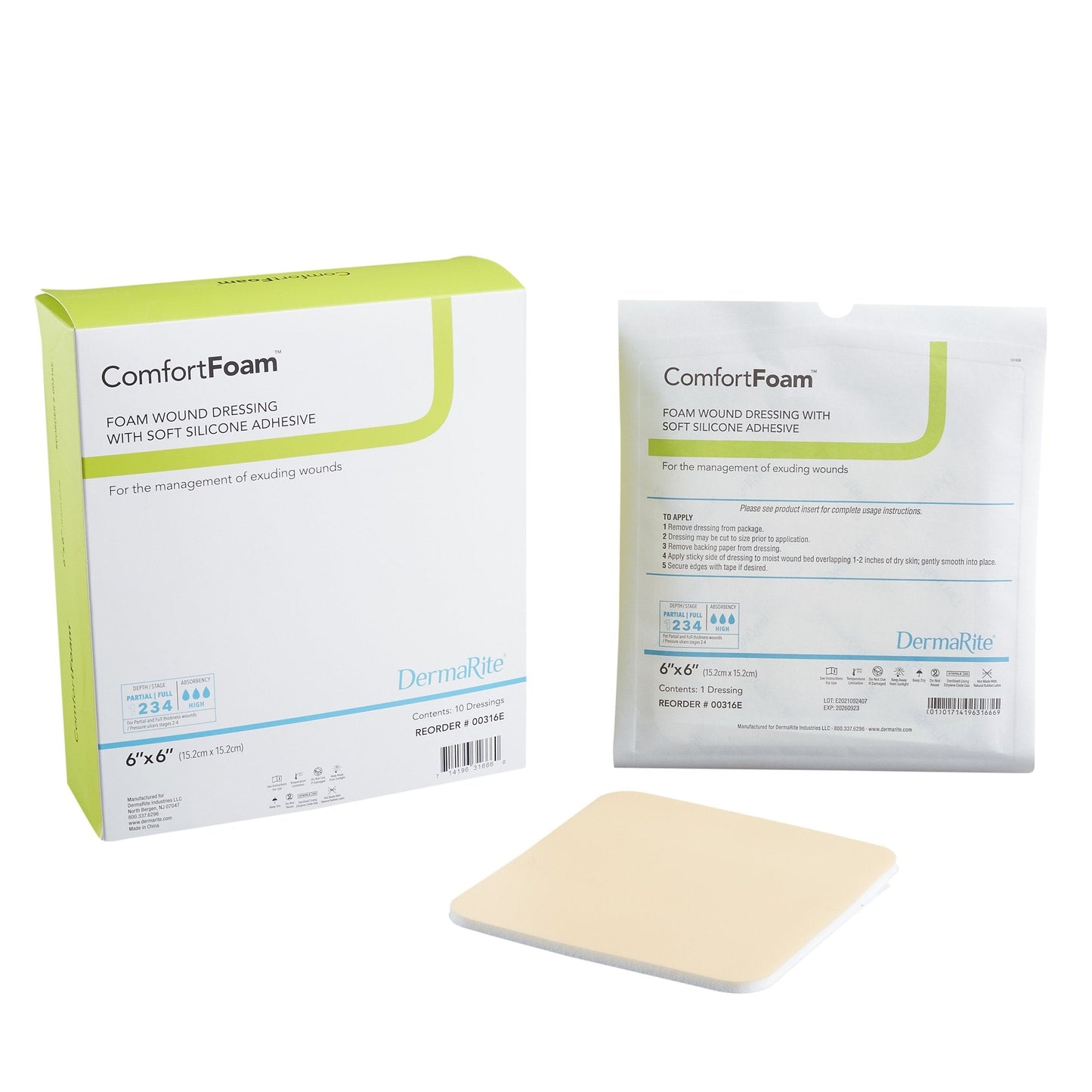 ComfortFoam™ - Self Adherent Soft Silicone Foam Dressing 3" x 3" 1 Each 
