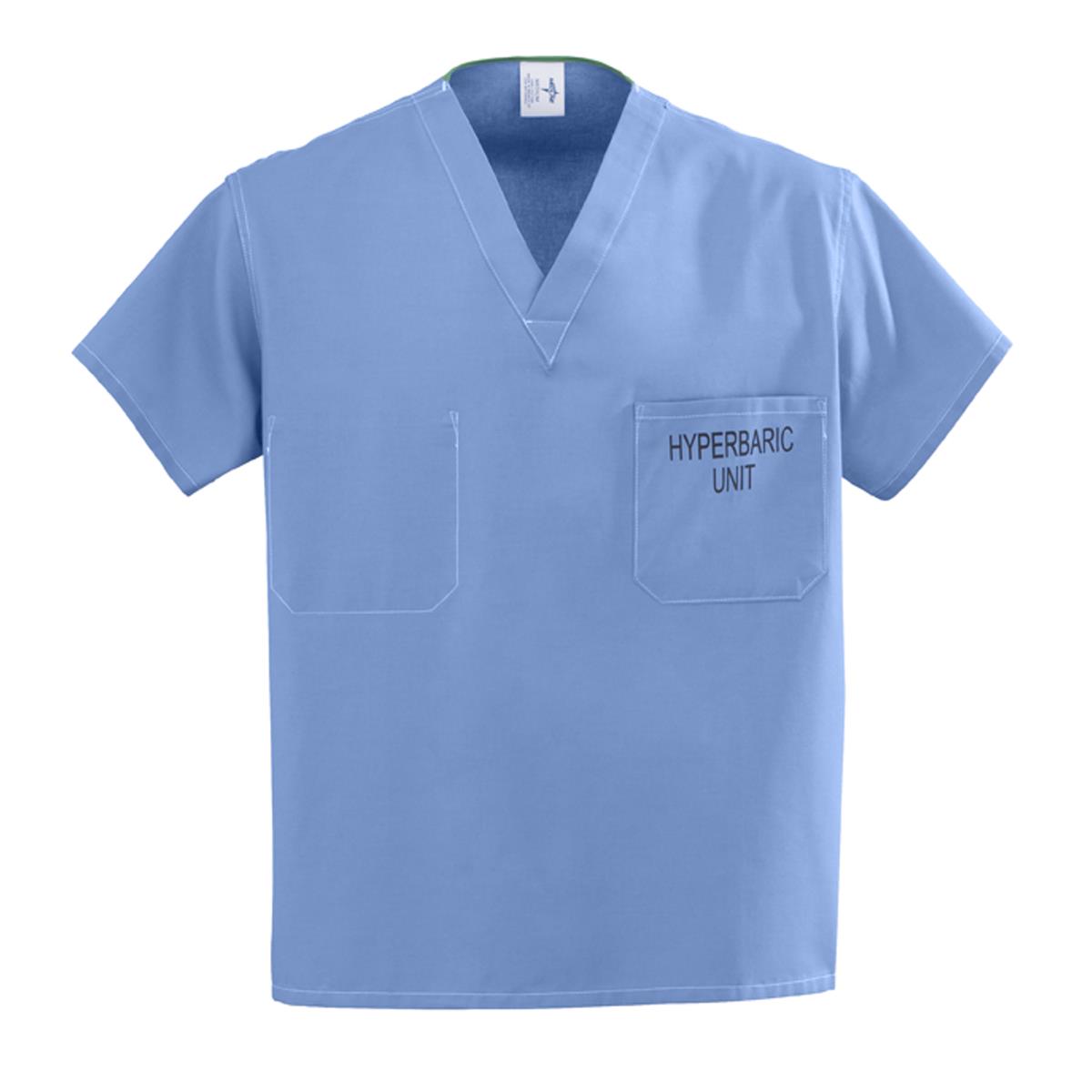 Medline 100% Cotton Hyperbaric Scrub Tops Ceil Blue S 