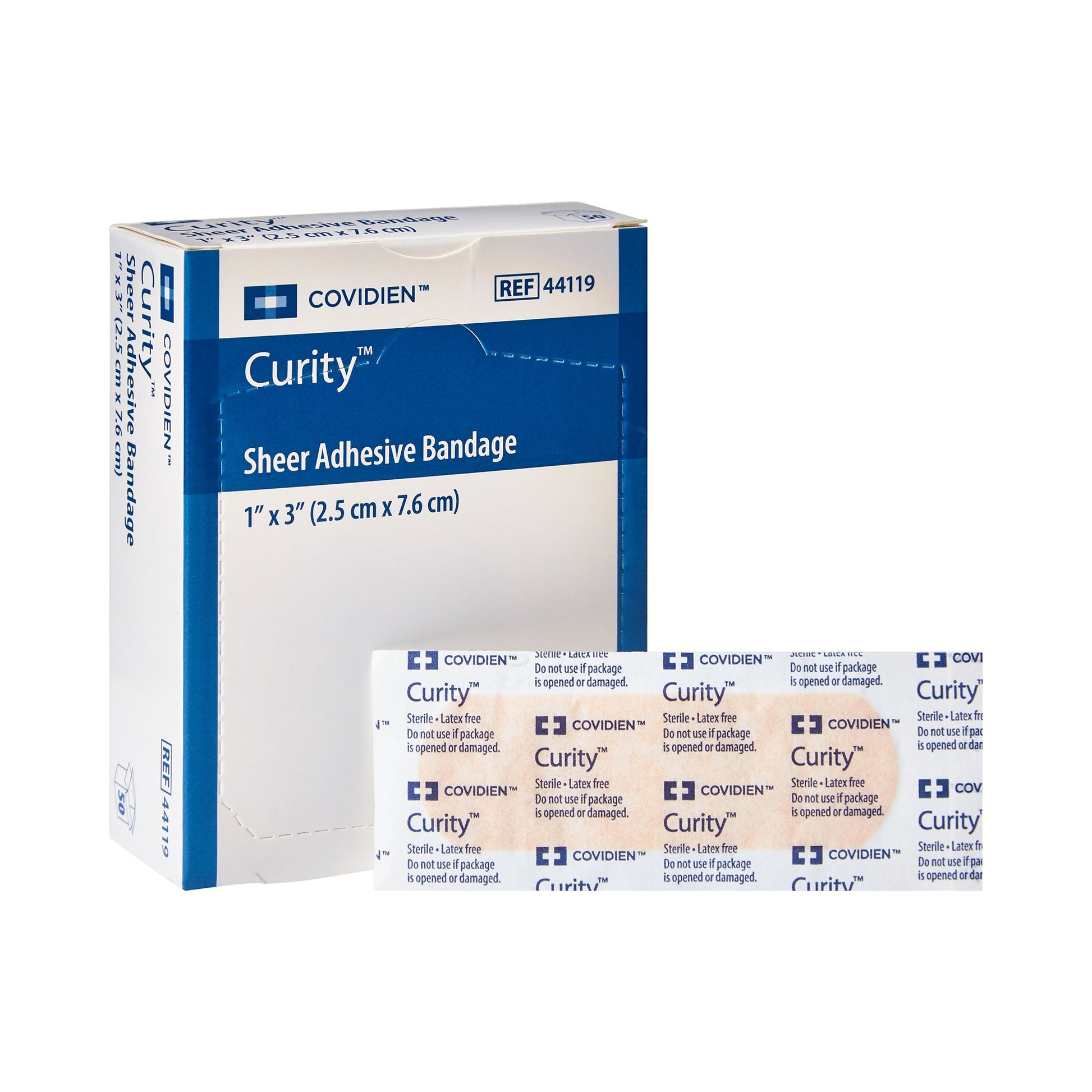 Curity™ Sheer Adhesive Strip Sheer 1" x 3" Box of 50