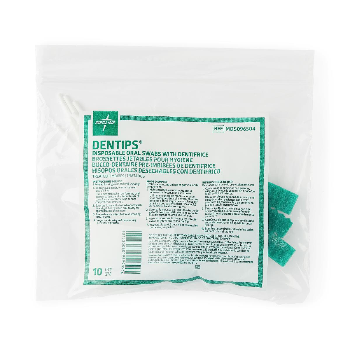 DenTips Oral Swabsticks Treated Pack of 10 