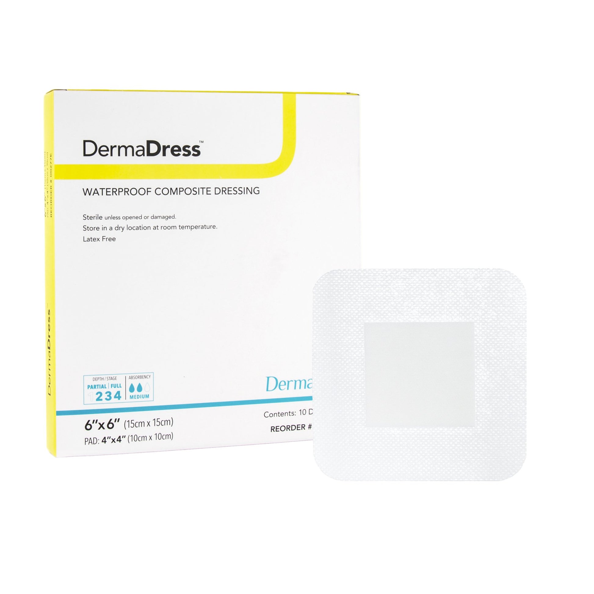 DermaDress® Waterproof Composite Dressing 6" x 6" 1 Each 