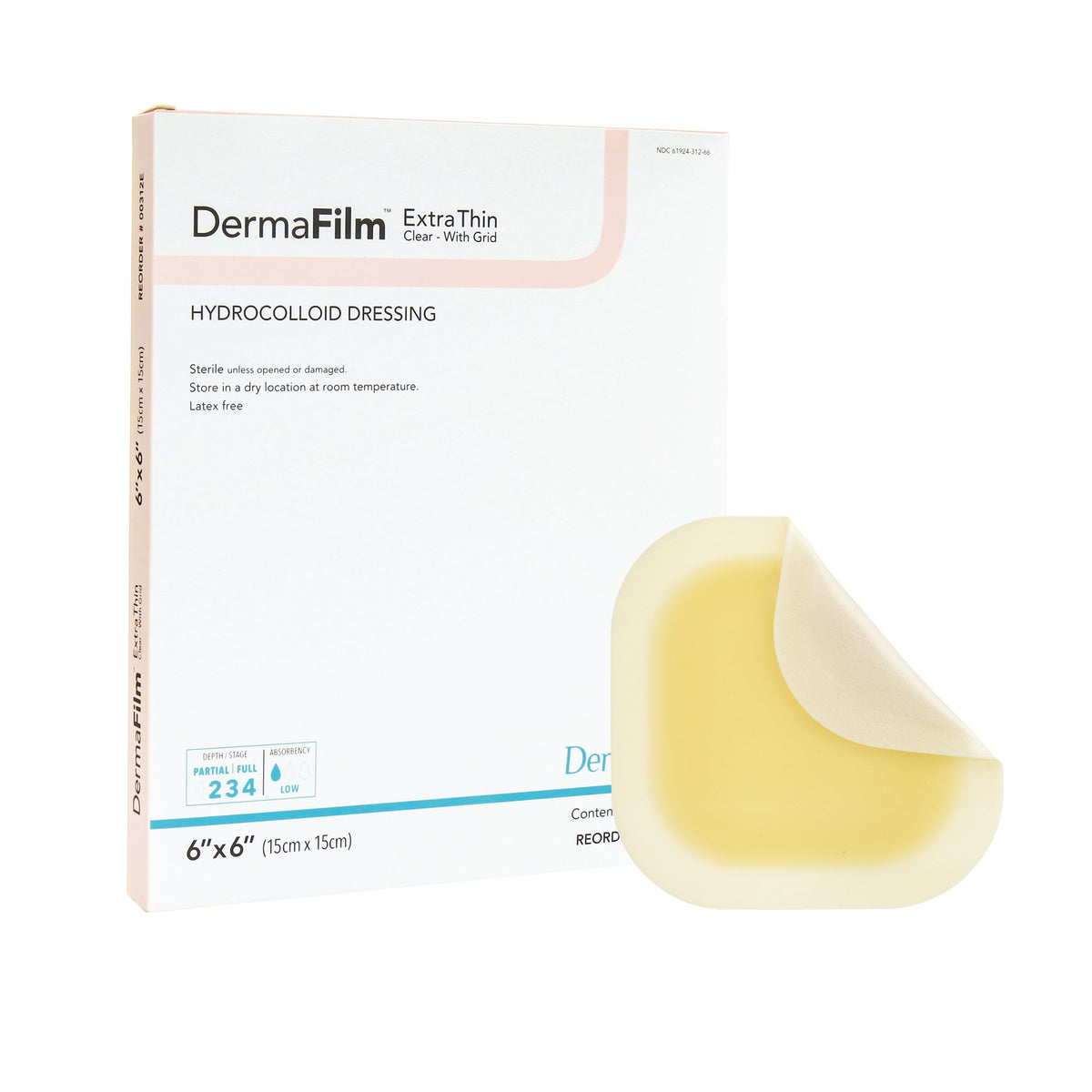 DermaFilm® Extra Thin Clear with Grid Hydrocolloid Dressing 1 Each 