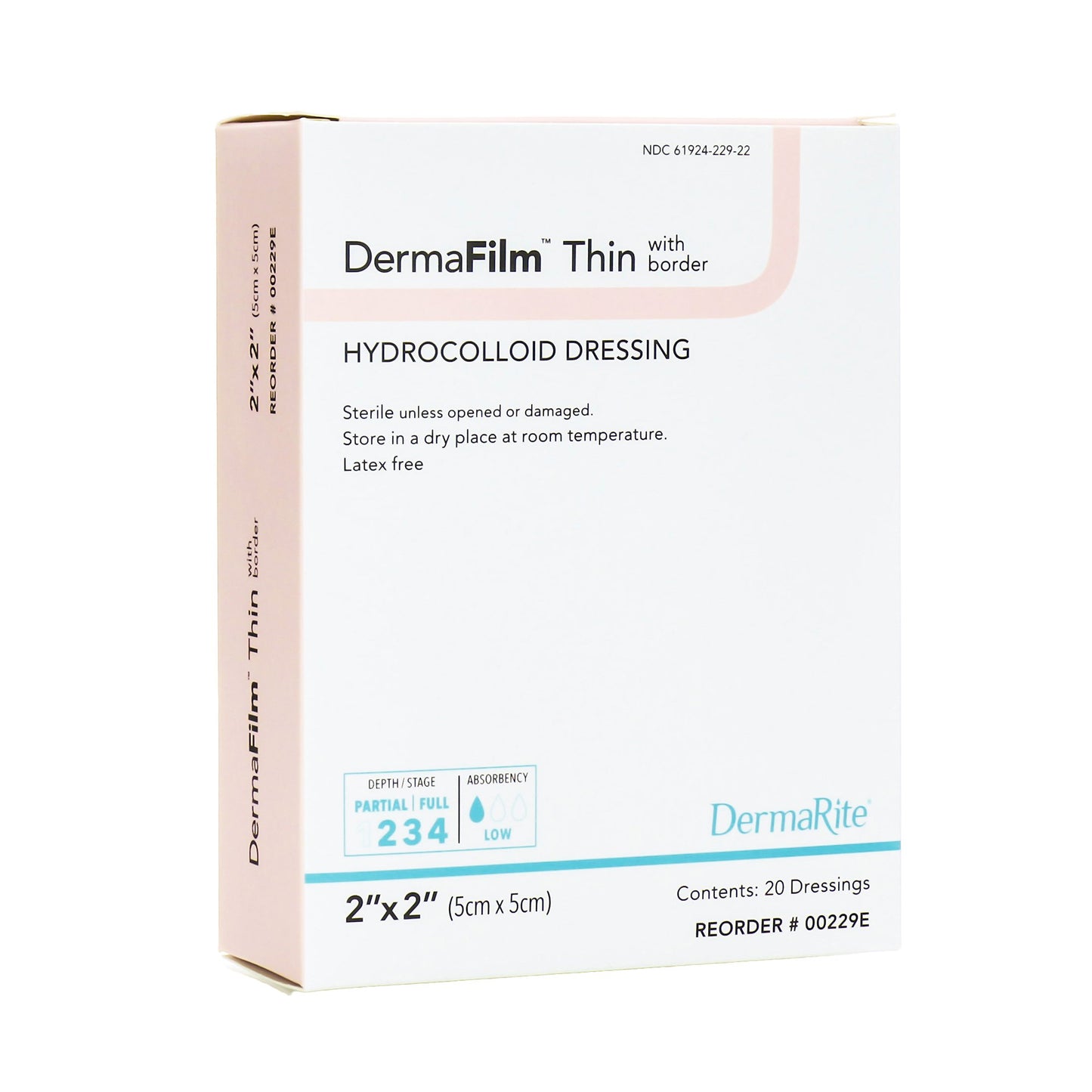 DermaFilm® Thin with Border Hydrocolloid Dressing 2" x 2" 1 Each 