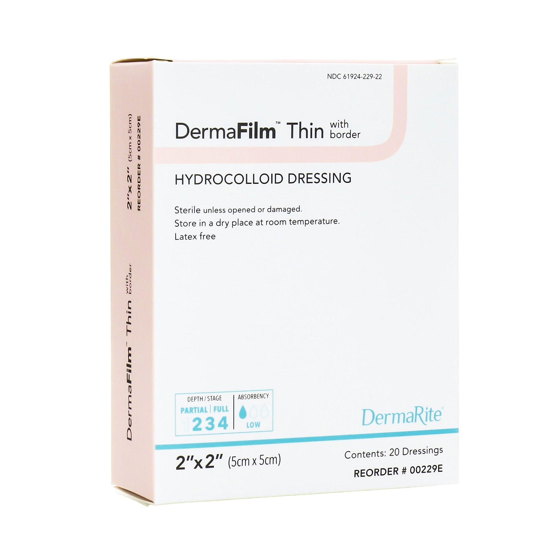 DermaFilm® Thin with Border Hydrocolloid Dressing 2" x 2" 1 Each 