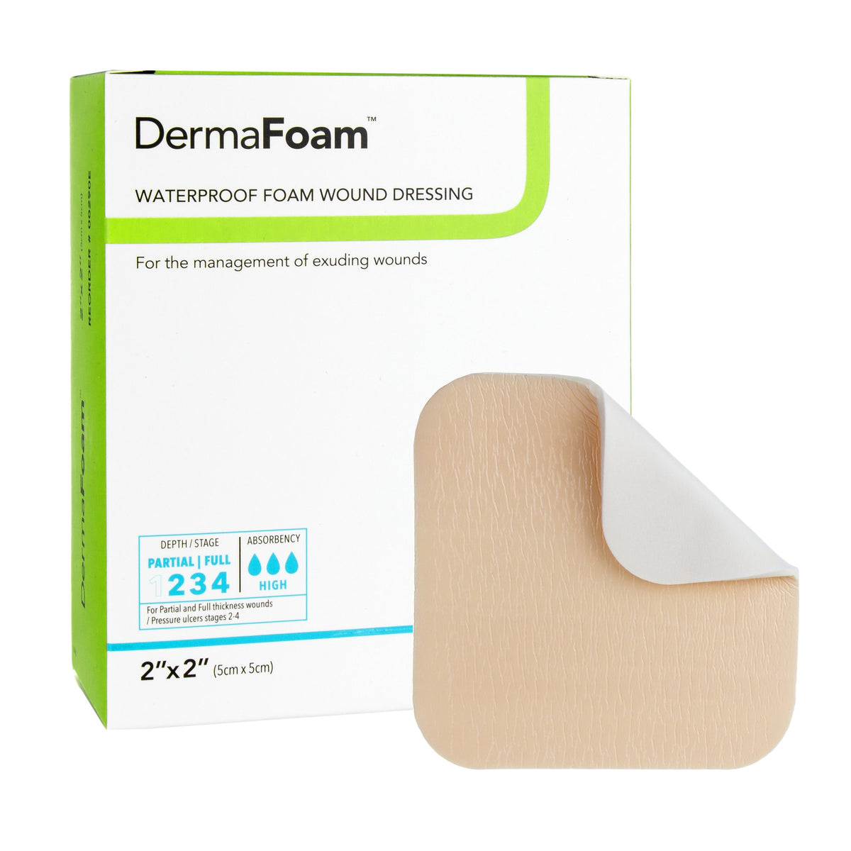 DermaFoam® Waterproof Foam Wound Dressing 2" x 2" 1 Each 