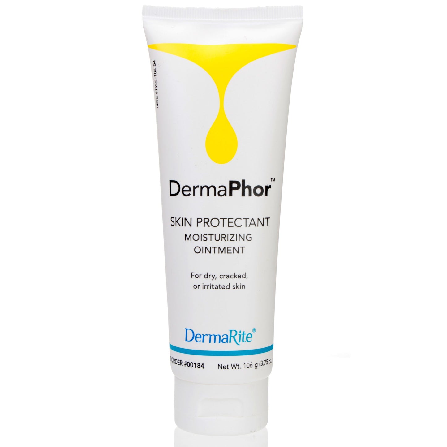 A tube of DermaPhor Skin Protectant Moisturizing Ointment with a yellow cap, labeled for moisturizing and healing skin.