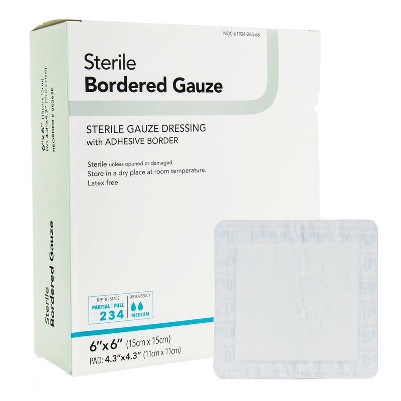 DermaRite® Bordered Gauze Island Dressing White 6" x 6" 1 Each