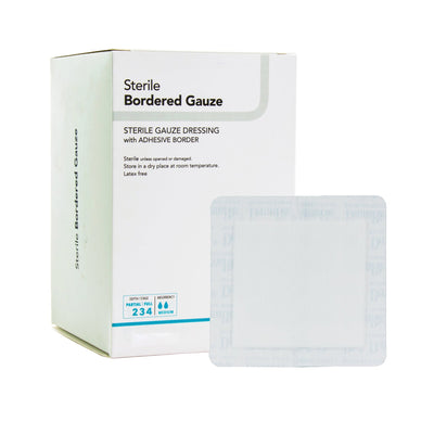 DermaRite® Bordered Gauze White Adhesive Dressing White 2" x 2" Case of 50