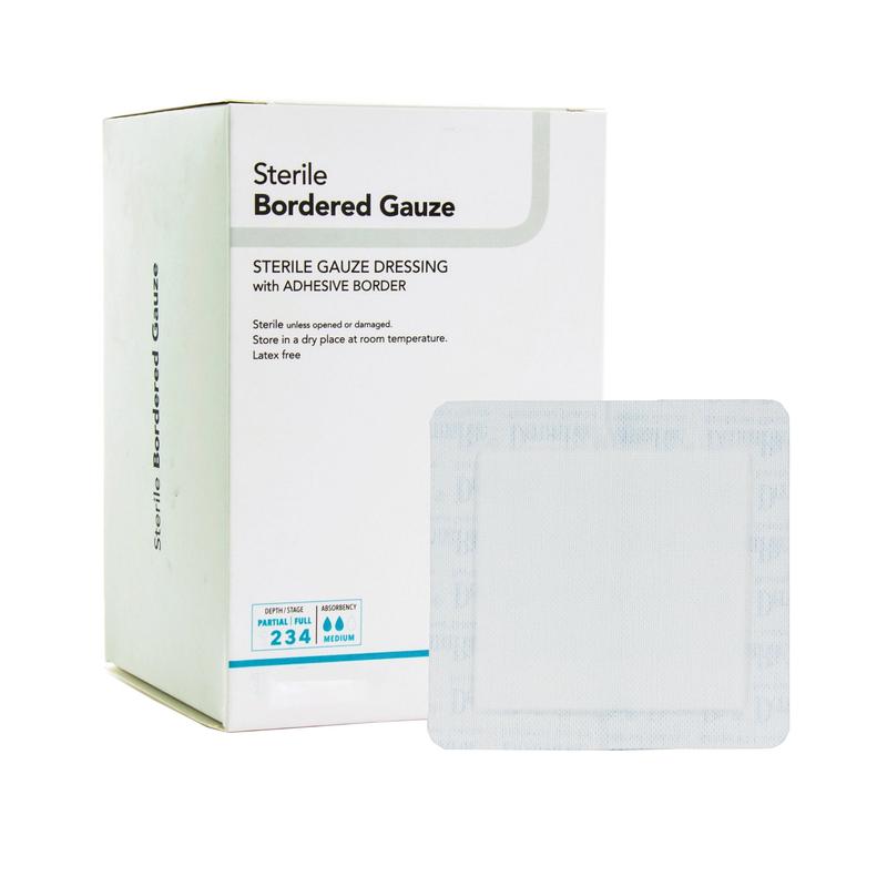 DermaRite® Bordered Gauze White Adhesive Dressing White 2" x 2" Case of 50