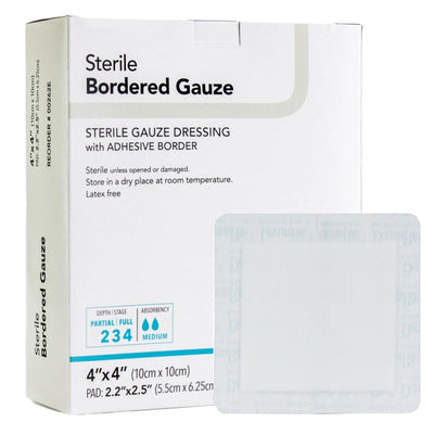 DermaRite® Bordered Gauze White Adhesive Dressing White 2" x 2" Case of 50