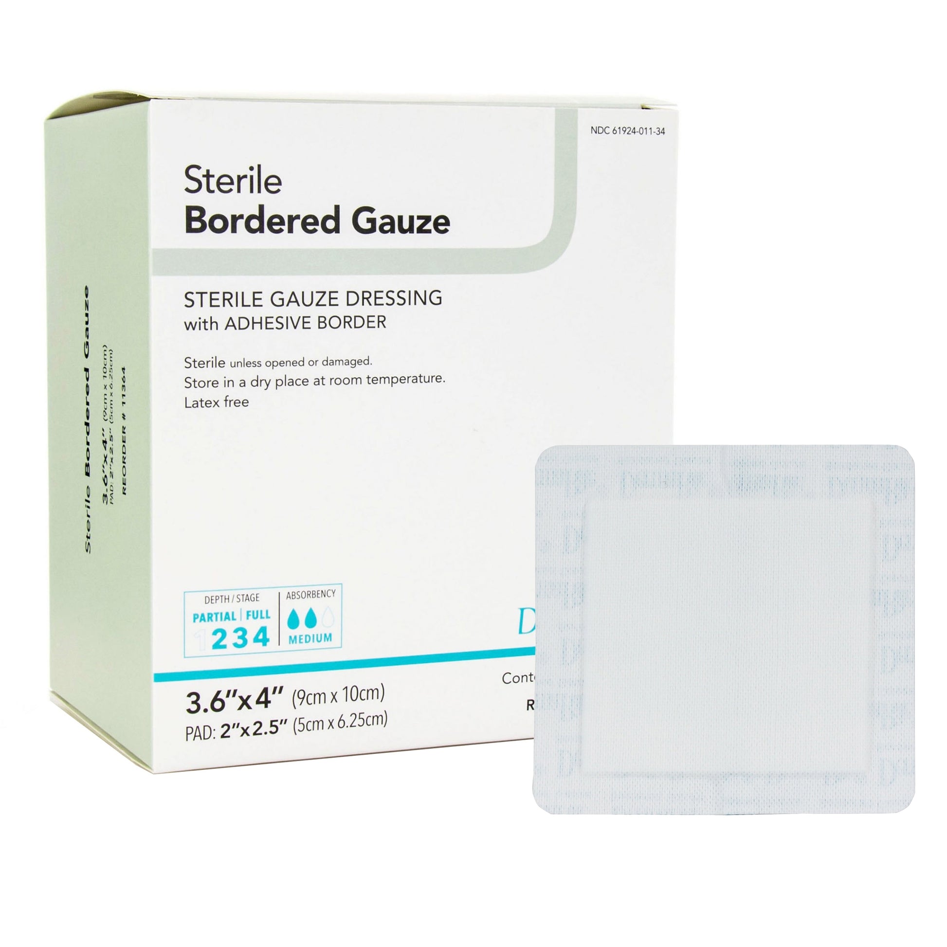 DermaRite® Gauze Adhesive Dressing White 3-3/5" x 4" 1 Each