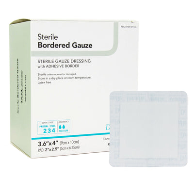 DermaRite® Gauze Adhesive Dressing White 3-3/5" x 4" 1 Each