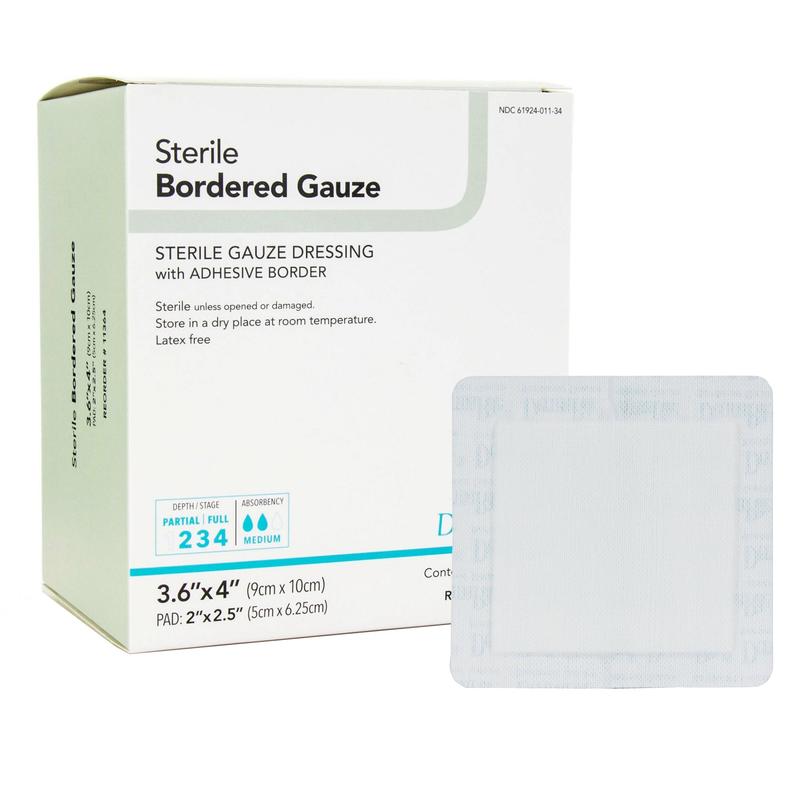 DermaRite® Gauze Adhesive Dressing White 3-3/5" x 4" 1 Each