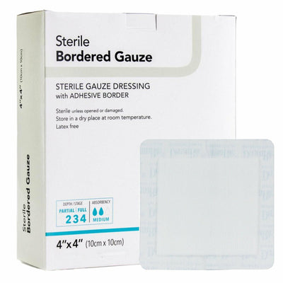DermaRite® Sterile Bordered Gauze Dressing with Adhesive Border White 4" x 4" 1 Each