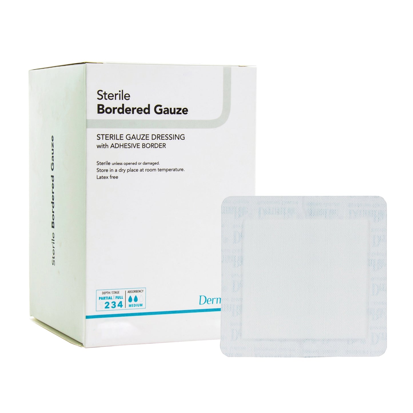 DermaRite® Sterile Gauze Adhesive Dressing White 4" x 10" Box of 25