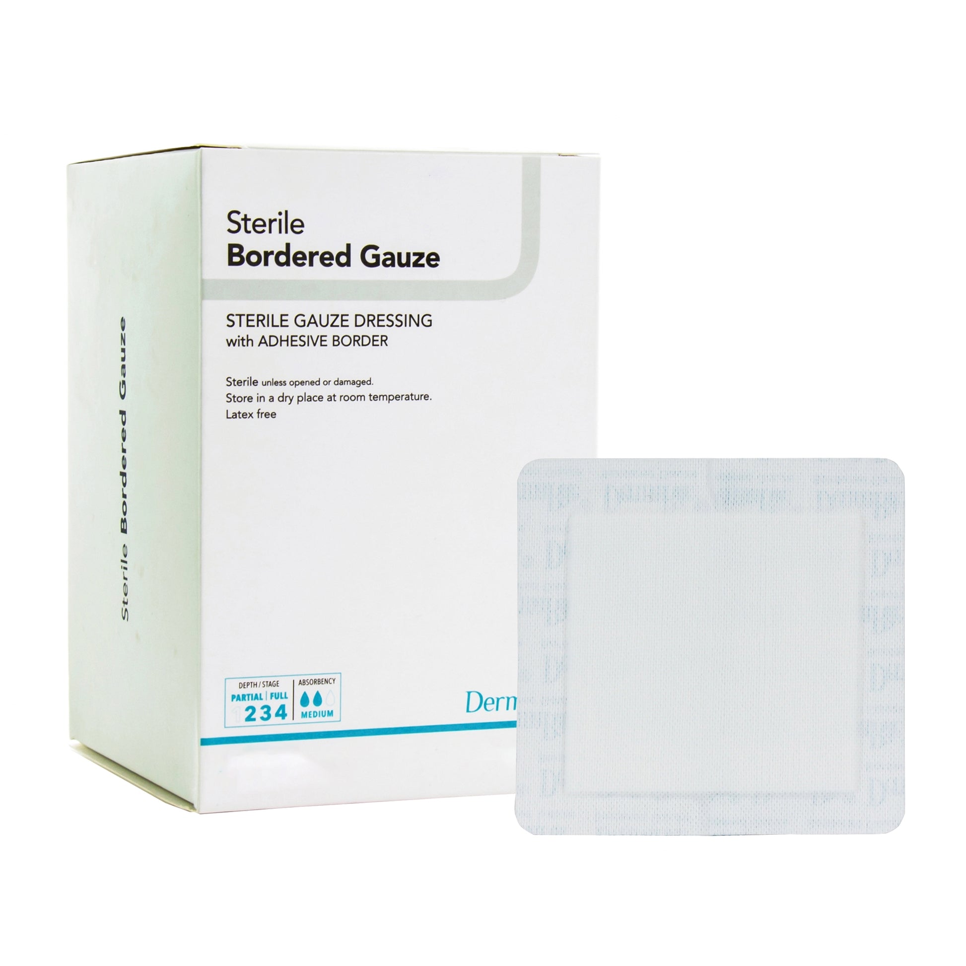DermaRite® Sterile Gauze Adhesive Dressing White 4" x 10" Box of 25