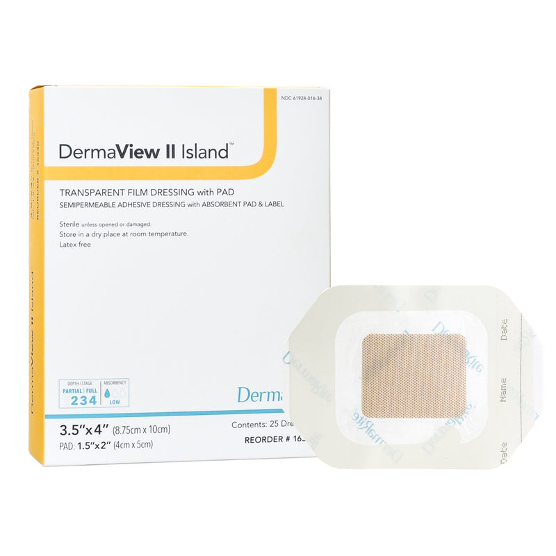 DermaView II™ Island Transparent Film Dressing with Pad 1 Each 