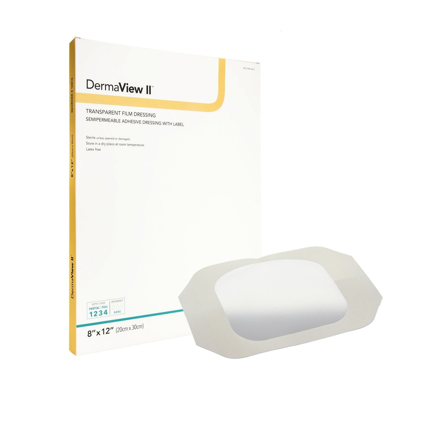 DermaView II™ Transparent Film Dressing with Border 4" x 4-1/2" 1 Each 